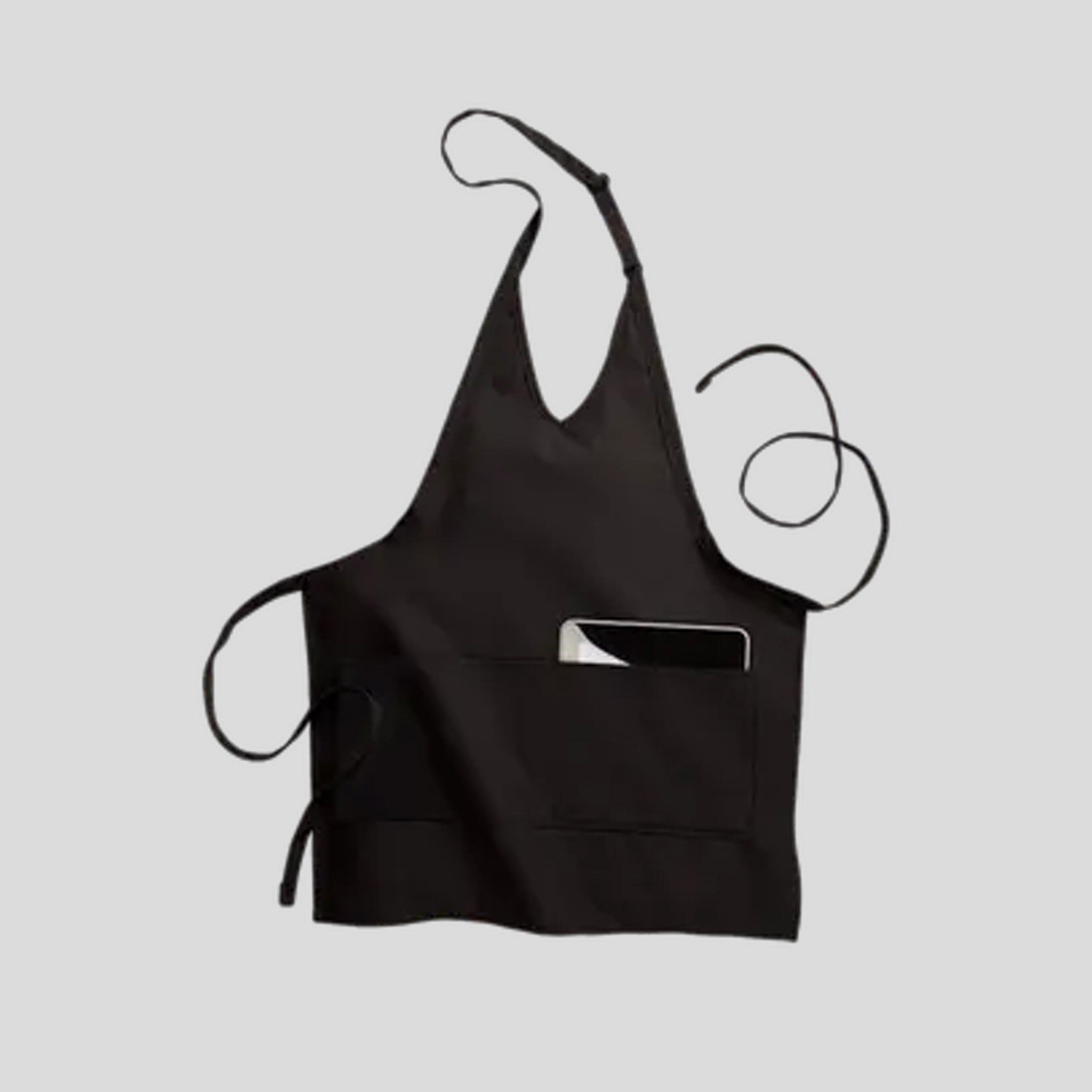 2-Pocket V-Neck Bib Apron | Black