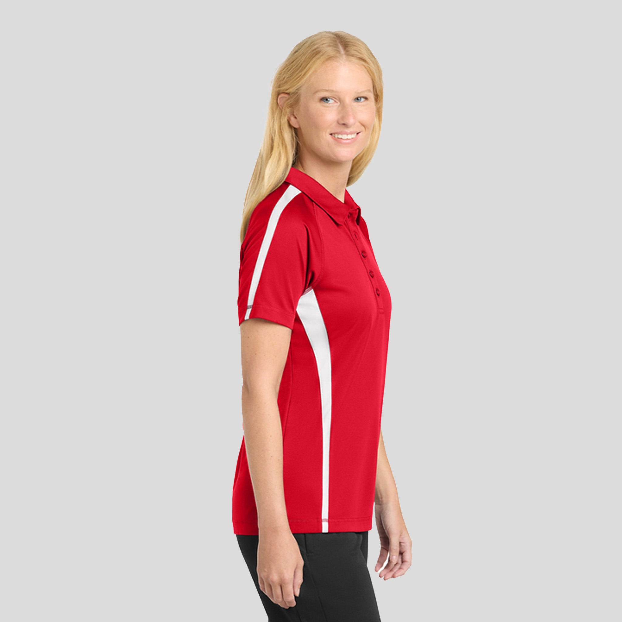 Women's PosiCharge® Micro-Mesh Colorblock Polo | Red/White