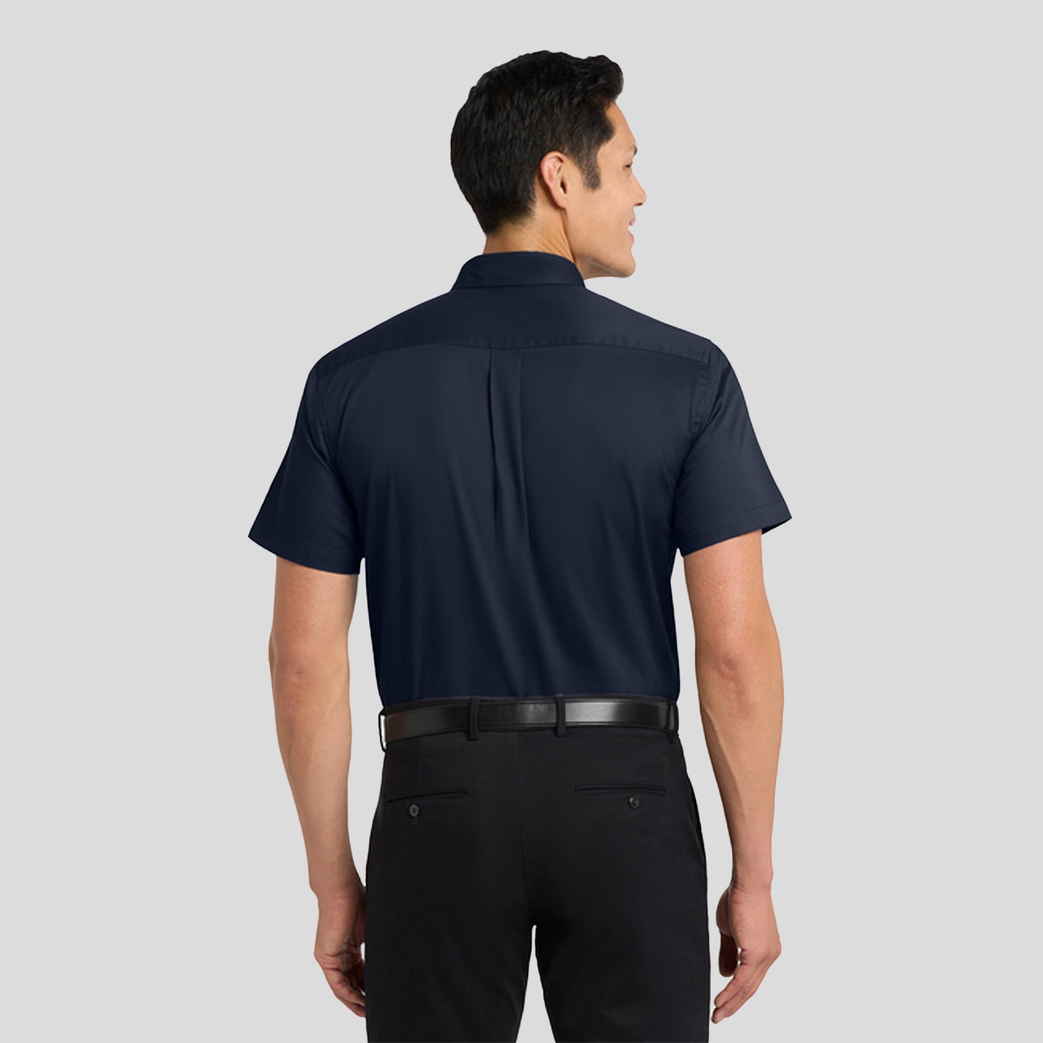 Short Sleeve Easy Care Shirt | Navy/Light Stone